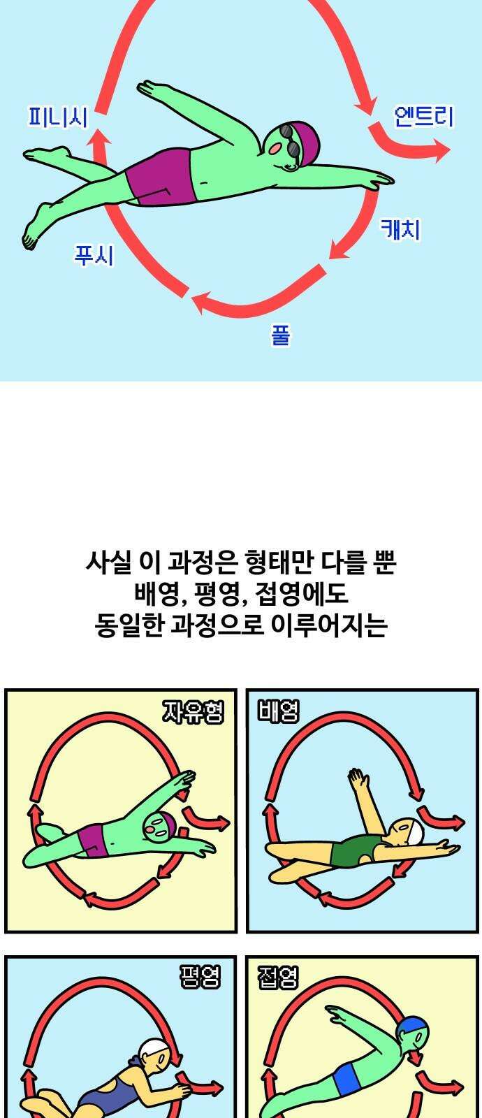 수영만화일기 시즌3 12화 자유형 고급 편, 팔 꺾기 4